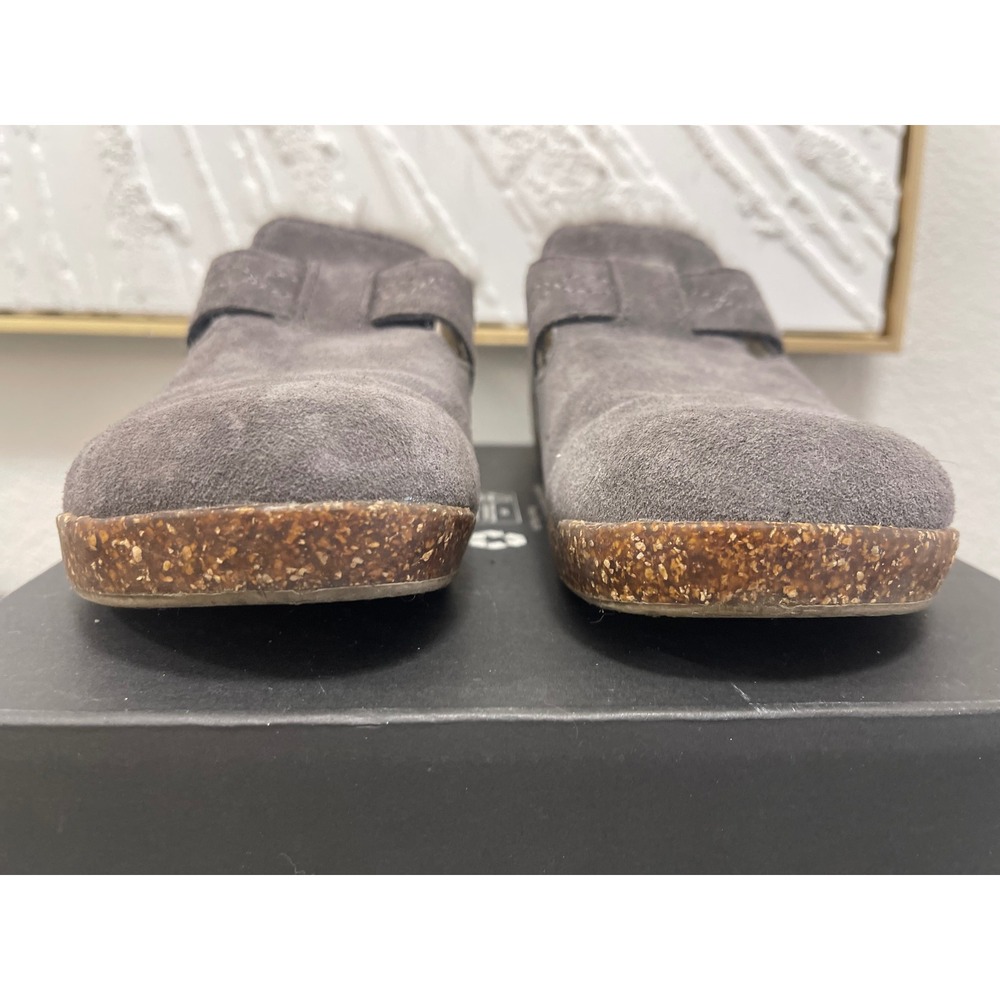 Earth Origins Aurora Jade Grey Suede Faux Fur Lined Cork Slip On Shoes 7 - Picture 16 of 16